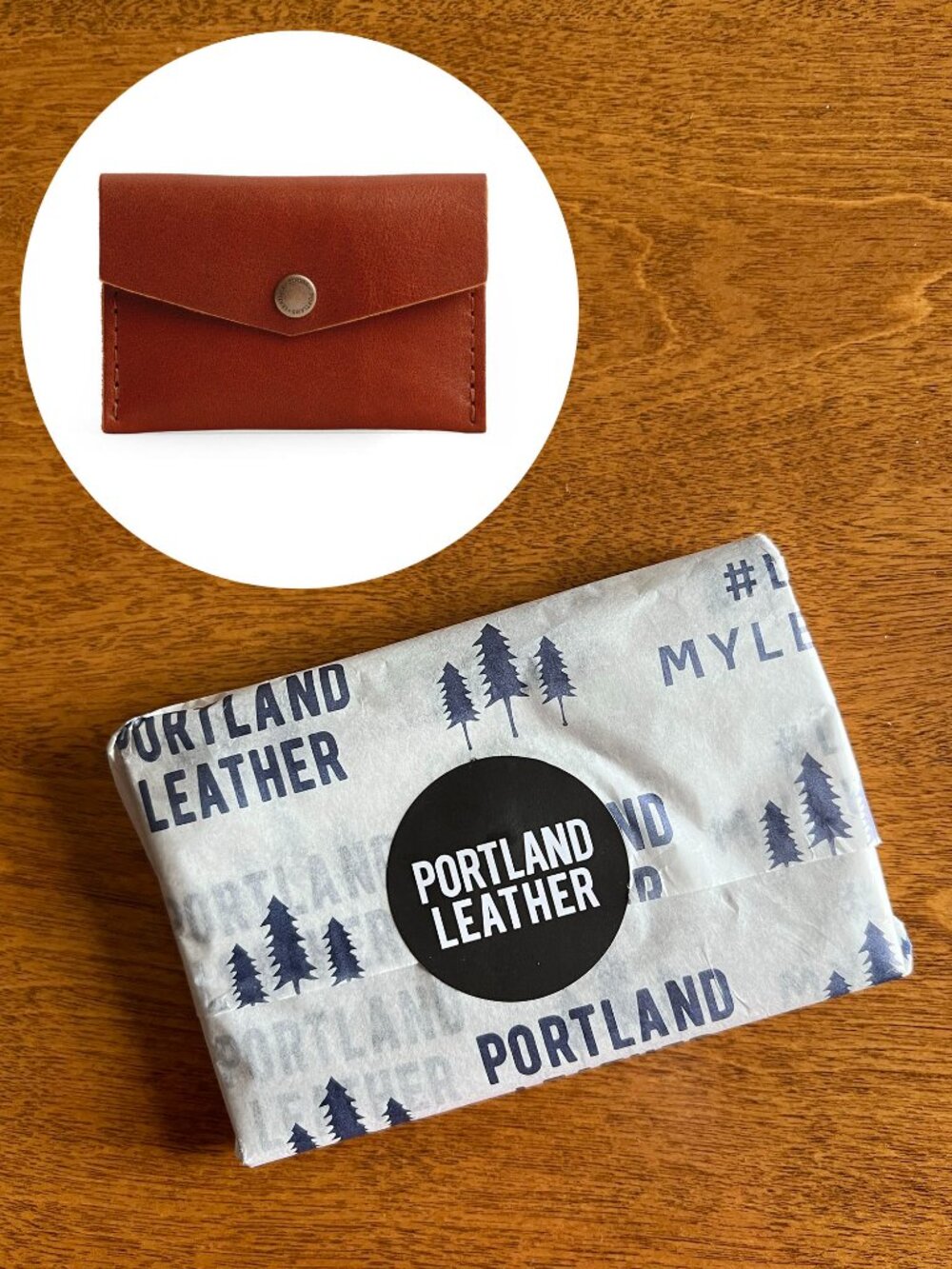 Portland Leather Goods "Chestnut" mini envelope wallet NWT